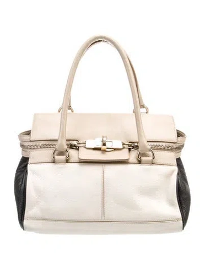 Pre-owned Max Mara Leather Top Handle Bag In Neutral