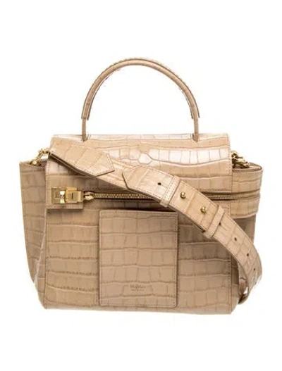 Pre-owned Max Mara Leather Top Handle Bag In Neutral