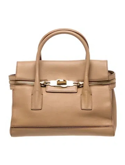 Pre-owned Max Mara Leather Top Handle Bag In Neutrals