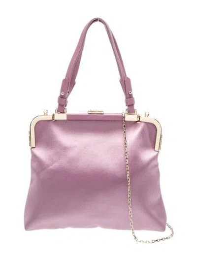 Pre-owned Max Mara Leather Top Handle Bag In Purple