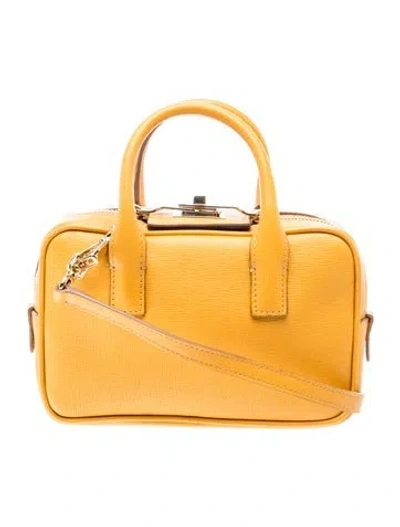 Pre-owned Max Mara Leather Top Handle Bag In Yellow