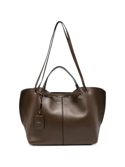 Max Mara Leather Tote Bag In Brown