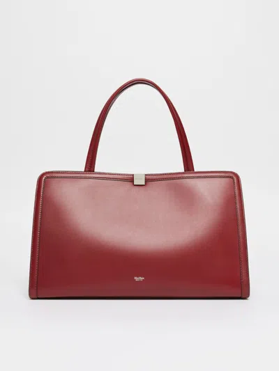 Max Mara Leather Tote Bag In Burgundy
