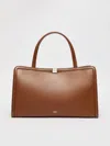 Max Mara Leather Tote Bag In Tobacco