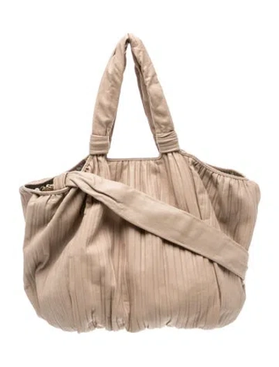 Pre-owned Max Mara Leather Tote In Neutrals