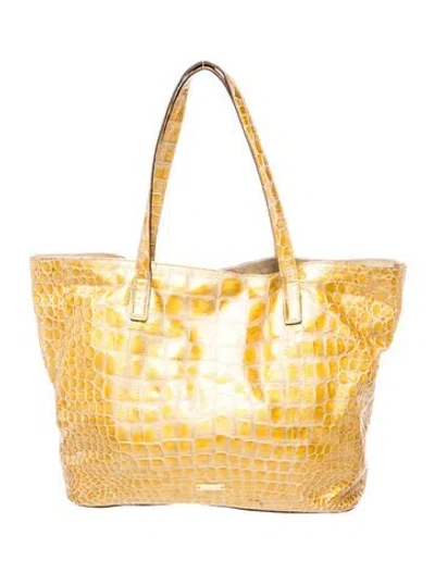 Pre-owned Max Mara Leather Tote In Yellow