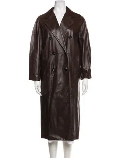 Pre-owned Max Mara Leather Trench Coat In Brown