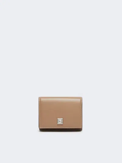 Max Mara Leather Tri-fold Purse In Mud