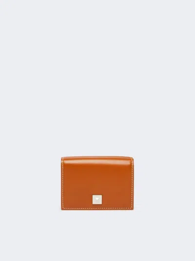 Max Mara Leather Tri-fold Purse In Rust