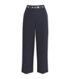 Max Mara Leather-trim Cropped Trousers In Blue