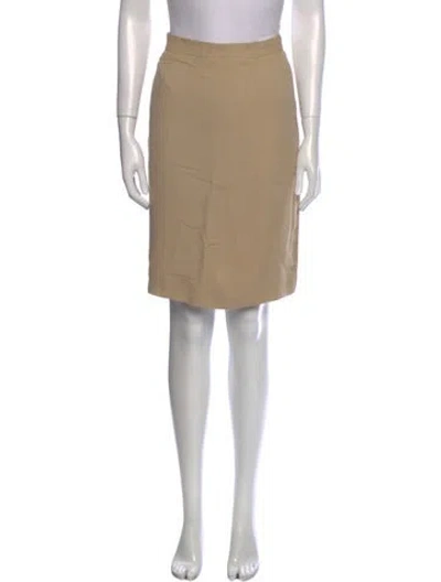 Pre-owned Max Mara Leather Trim Embellishment Knee-length Skirt In Neutral