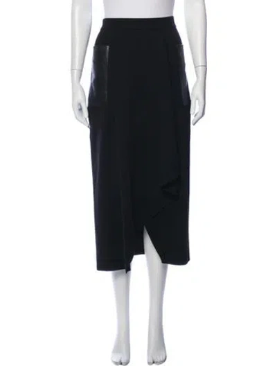 Pre-owned Max Mara Leather Trim Embellishment Midi Length Skirt In Black