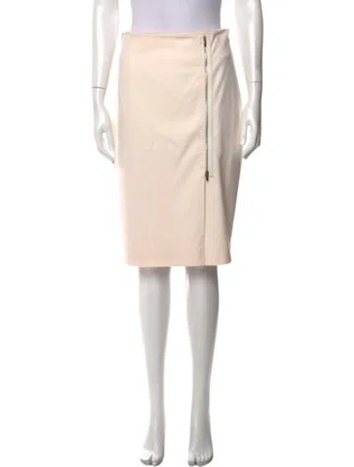 Pre-owned Max Mara Leather Trim Embellishment Midi Length Skirt In Neutral