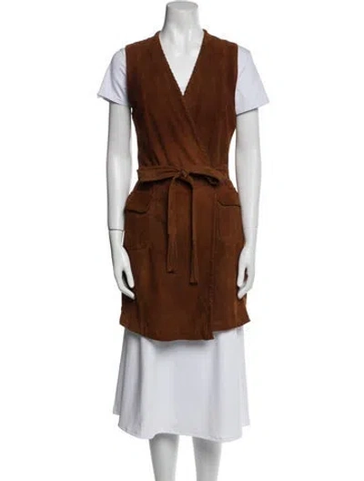 Pre-owned Max Mara Leather Vest In Brown