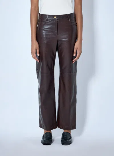 Max Mara Leather Wide-leg Trousers In Brown