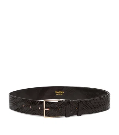 Max Mara Leather Woven Belt In Black