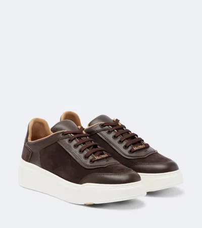 Max Mara Leather-trimmed Suede Platform Sneakers In Brown