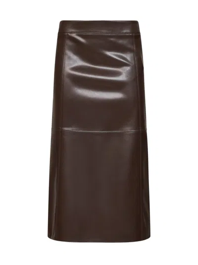Max Mara Leatherwork-style Cut Midi Skirt In Brown