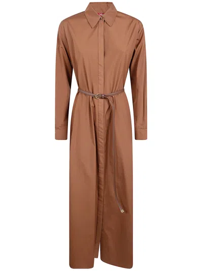 Max Mara "lecito" Midi Dress In Brown