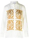 Max Mara Legno Silk Twill Logo Shirt In Cream