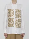 Max Mara Legno Silk Twill Logo Shirt In Multi