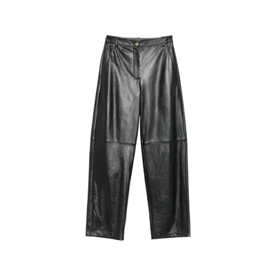 Max Mara Legno Wide-leg Leather Trousers In Black