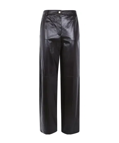 Max Mara Legno Wide-leg Leather Trousers In Black