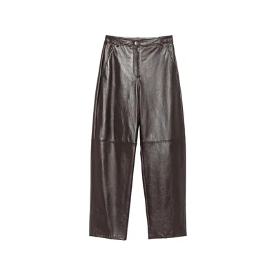 Max Mara Legno Wide-leg Leather Trousers In Brown
