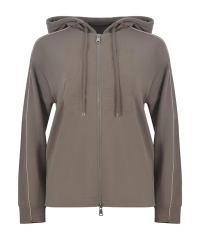 Max Mara Leisure Albore Zip-up Drawstring Hoodie In Gray