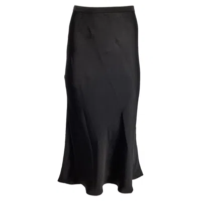 Max Mara Leisure Alessio Midi Satin Skirt In Black Acetate