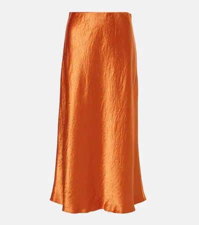 Max Mara Leisure Alessio Satin Midi Skirt In Brown