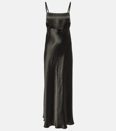 Max Mara Leisure Baden Satin Maxi Dress In Nero