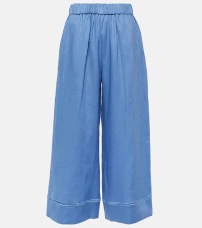 Max Mara Leisure Brama Linen Wide-leg Pants In Blue
