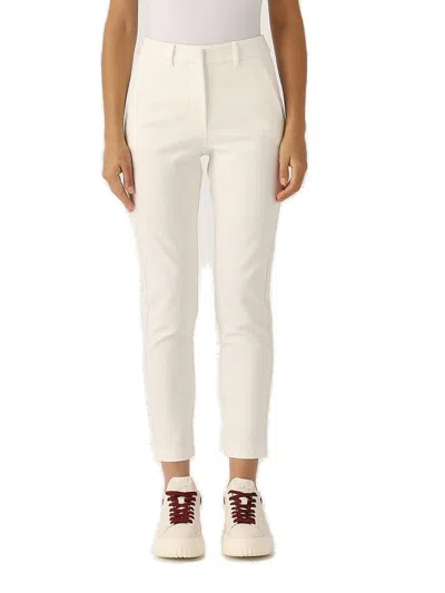 Max Mara Button Detailed Straight Leg Pants In White