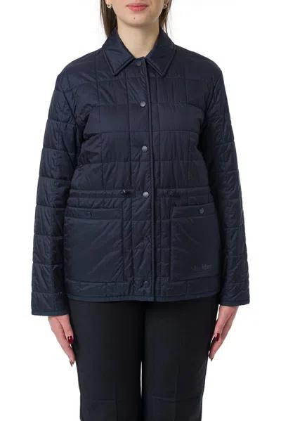 Max Mara Leisure Buttoned Quilted Jacket In Blue