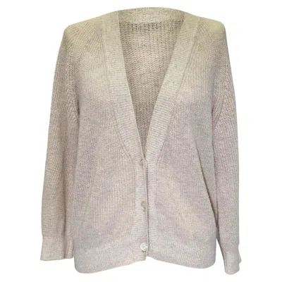 Max Mara Leisure Cardigan In Beige Wool In Gray