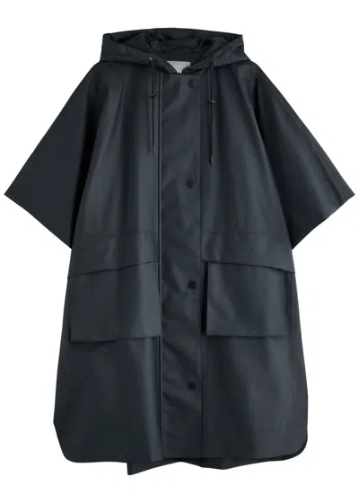 Max Mara Leisure Carina Hooded Rubberised Poncho In Navy