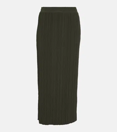 Max Mara Leisure Carnia Plissé Jersey Midi Skirt In Green