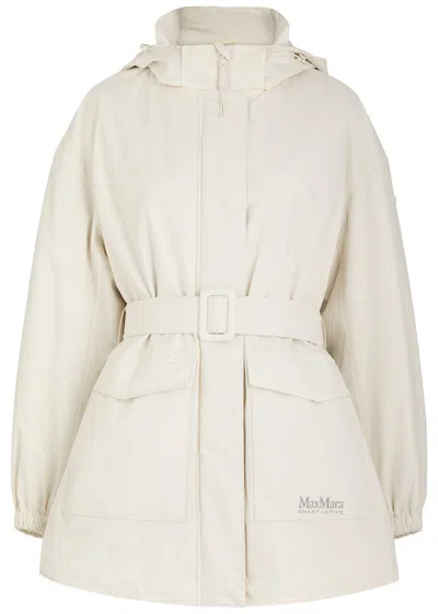 Max Mara Leisure Circolo Belted Twill Parka Coat In Ivory