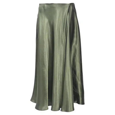 Max Mara Leisure Coimbra Midi Skirt In Green Satin