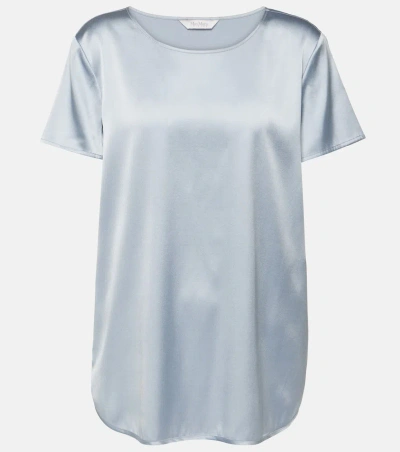 Max Mara Leisure Cortona Silk-blend Satin T-shirt In Grey
