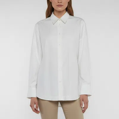Pre-owned Max Mara Leisure Cotton Blend Rispoli Relaxed Fit Shirt L In White