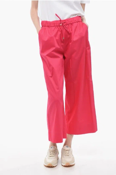Max Mara Leisure Cotton Cannone Gaucho Pants With Drawstring In Pink
