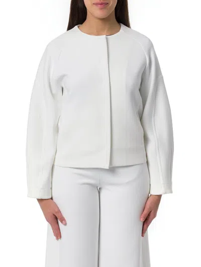 Max Mara Leisure Crewneck Short Jacket In White