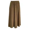 Max Mara Leisure Drawstring Midi Skirt In Brown Cotton In Brown