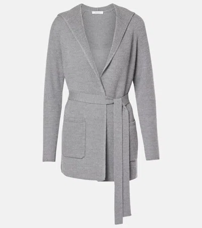 Max Mara Leisure Finezza Wool Cadigan In Grey