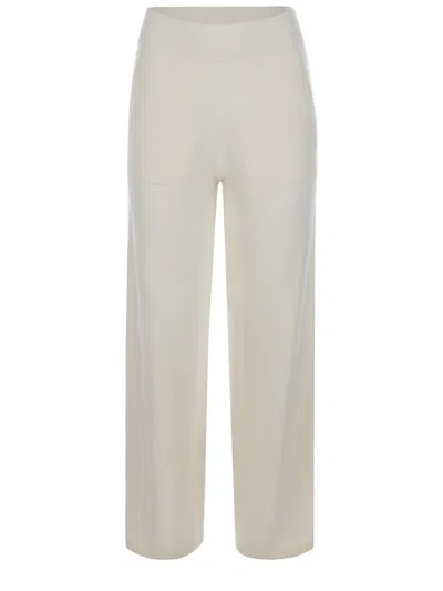 Max Mara Leisure High Waist Straight Leg Trousers In White