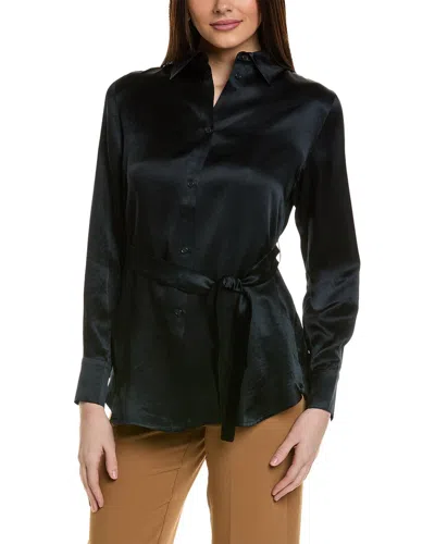 Max Mara Holiday Belted Satin Shirt In Blue