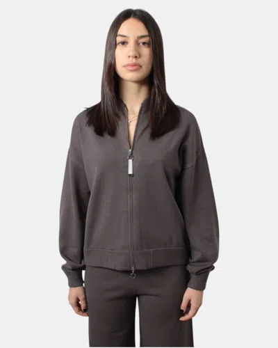 Max-mara-leisure Hoodie With Zip Mm Max Mara Mod. Faiti - 002 Mud In Brown