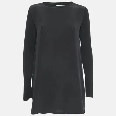 Pre-owned Max Mara Leisure Jersey And Silk Black Tunic Top S